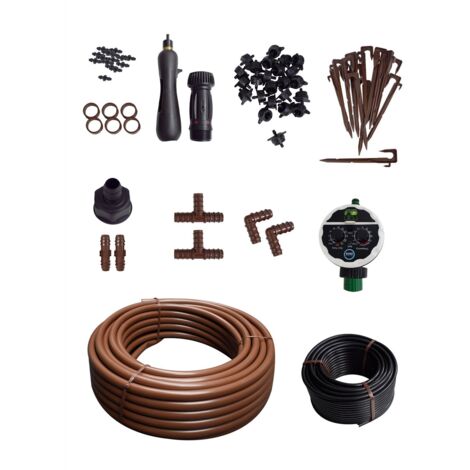 JARDIN202 - JARDIN202 - Kit de Riego por Goteo con o sin Programador  Completo para Jardín y Huerto  Con programador ()  Con programador  Con programador -