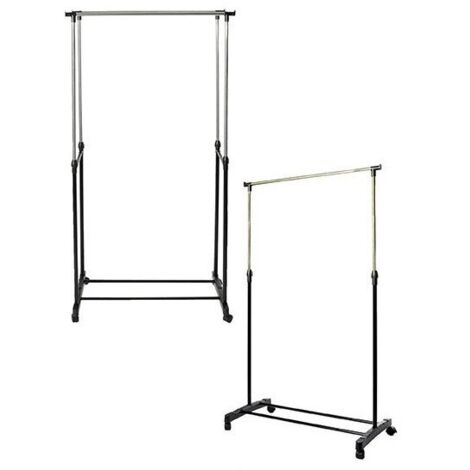 JARDIN202 - JARDIN202 - Perchero extensible con ruedas, Altura regulable – Burro ropa con estante  Doble dos estantes ()  Doble dos estantes  Doble dos estantes -