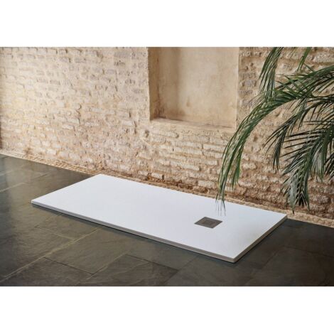 JARDIN202 - JARDIN202 - Plato de Ducha textura sillar Blanco Desagüe Desplazado 70X140 () 70X140 70X140 -