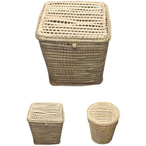 JARDIN202 - JARDIN202 - Pongotodo Cesta de Palma Natural con Tapadera y Asas - Almacenamiento en Modelos Redondo y Cuadrado para Ropa y Decoración  Cuadrado Grande ()  Cuadrado Grande  Cuadrado Grande