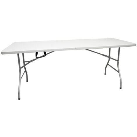 JARDIN202 - Mesa Plegable Rectangular 180x70x74cm Catering  Mesa Resina con Patas de Acero Plegable para Eventos y terrazas  Unidad (Blanca)