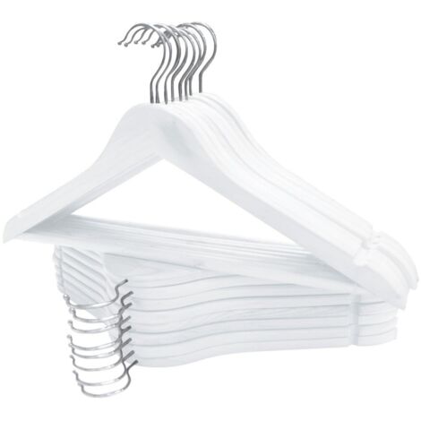 JARDIN202 - Perchas de Madera Premium para Ropa - Colgador Antideslizante, Muescas para Vestidos, Packs de 12/24  12 unidades (Blanco)
