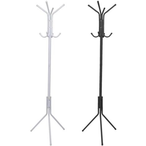 JARDIN202 - Perchero con pie metálico Minimalista 8 Ganchos Soporte para abrigos y sombreros Blanco (Negro)