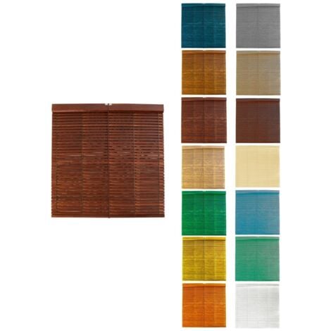 JARDIN202 - Persiana de Madera Alicantina con Polea Metálica - Estor Enrollable para Ventanas, Puertas, Salón  97 x 105 cm (Nogal (Barnizada))