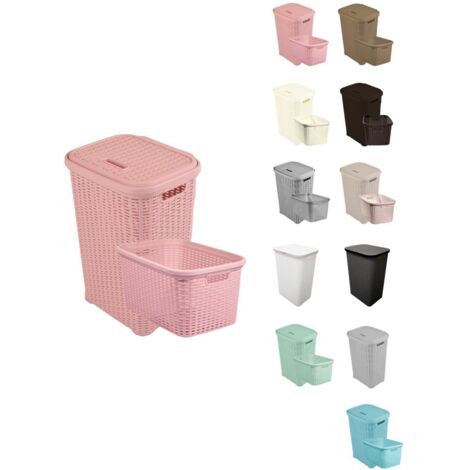 JARDIN202 - Pongotodo Diseño Rattan para Colada - Cesto Para la Ropa Sucia  Set (Rosa)