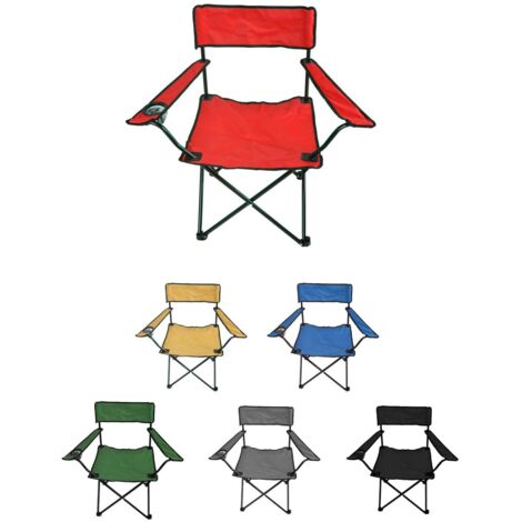 JARDIN202 - Silla de Camping plegable con Portavasos  Metal y lona  80x80x50 cm   (Roja)