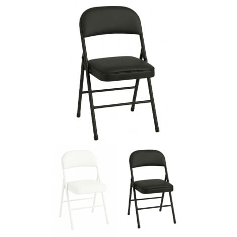 JARDIN202 - Silla Metálica Acolchada Plegable 80x46x46 cm  Ideal para Hogar y Eventos  Unidad (Negro)
