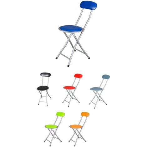 JARDIN202 - Silla plegable Redonda Acolchada Metal  Silla con respaldo  30x39x72 cm  Rojo