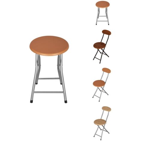 JARDIN202 - Taburete Plegable para Cocinas y salón  plegable  Pack 4 uds (Plata / Madera - 45 cm)