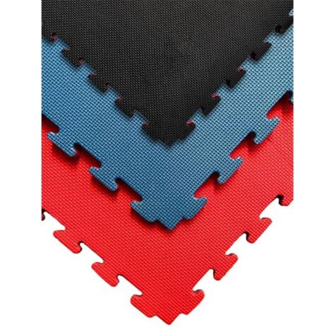 JARDIN202 - Tatami Puzzle 1000x1000x20 mm  Esterilla Reversible Antideslizante  Suelo para gimnasios y Judo  Con Bordes   (Rojo y Azul)