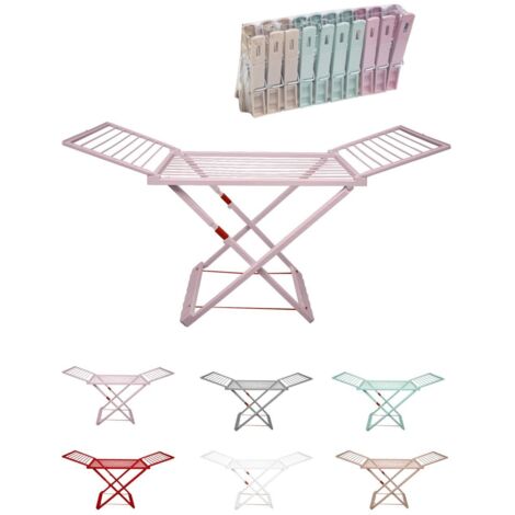 JARDIN202 - Tendedero Plegable de Resina Incluye 20 Pinzas – Tendal Abatible Balcón para Interior y Exterior Plegable (Rosa)