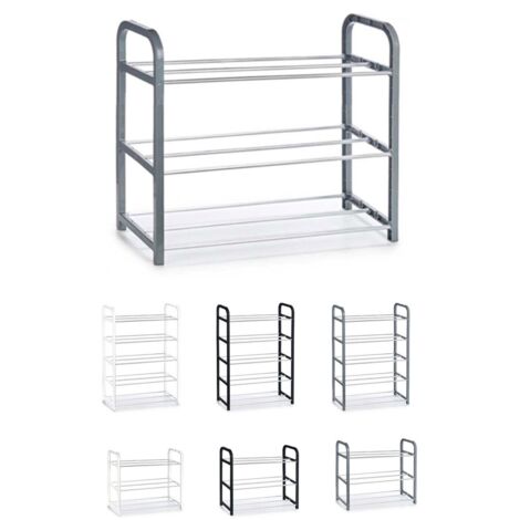 JARDIN202 - Zapatero de Metal y Plástico – Zapatero Organizador Ideal para Recibidor, Pasillos y Salón  3 Estantes (Gris)