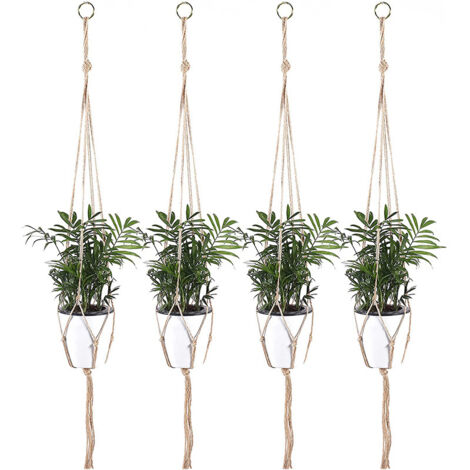 Jardinage Panier suspendu vert tissé Décoration-105cm, 4pcs