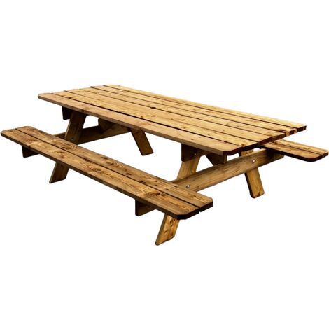 Jardinatoire – Table de jardin en bois massif 200 cm – Traitement autoclave Classe 3 – Bords arrondis pour sécurité – Fabriquée en France