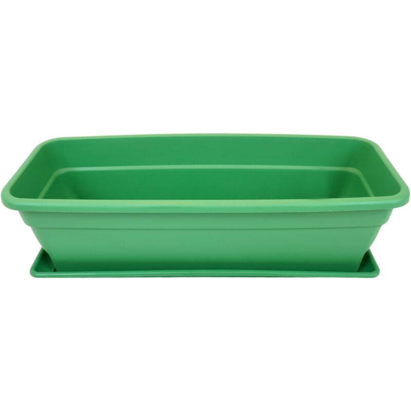 

Jardinera 60 cm Verde con Plato incorporado - Maceta con agujeros de drenaje