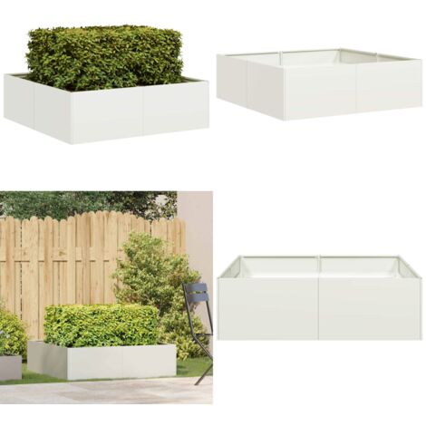 Jardinera acero blanco 100x100x30 cm - Jardín - Patio