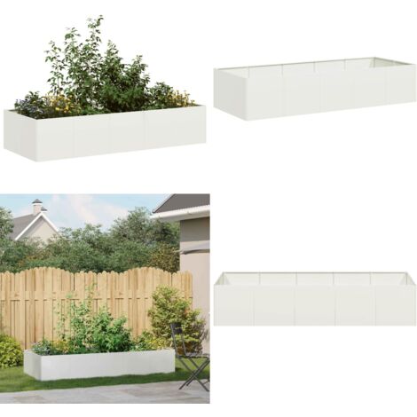 Jardinera acero blanco 200x80x40 cm - Jardín - Patio
