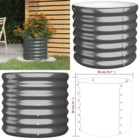 Jardinera acero galvanizado antracita 40x40x36 cm - Maceta de acero galvanizado - Maceta para jardín