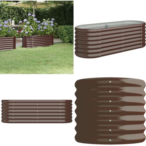 Jardinera acero galvanizado marrón 114x40x36 cm - Maceta de acero - Maceta galvanizada