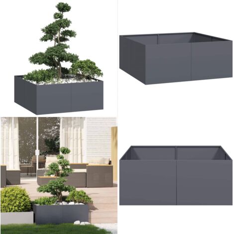Jardinera acero gris antracita 100x100x40 cm - Jardín - Patio