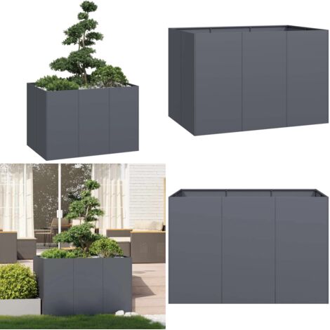 Jardinera acero gris antracita 120x80x80 cm - Jardín - Patio