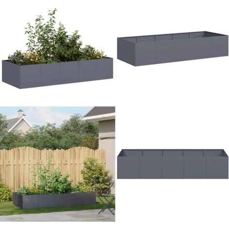 Jardinera acero gris antracita 200x80x40 cm - Jardín - Patio