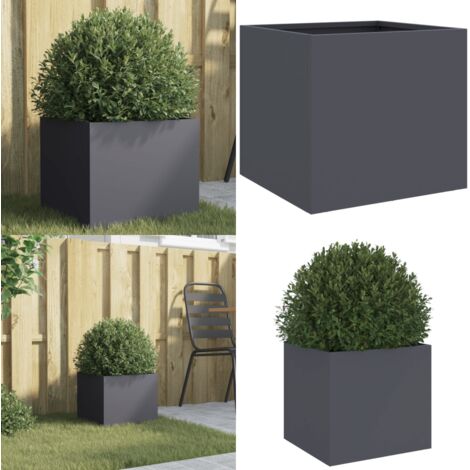 Jardinera acero gris antracita 32x30x29 cm - Maceta decorativa - Jardinera para jardín