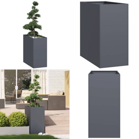 Jardinera acero gris antracita 40x80x80 cm - Jardín - Patio