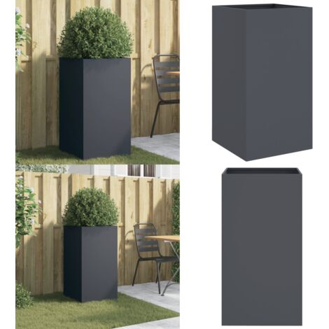 Jardinera acero gris antracita 42x38x75 cm - Maceta decorativa - Jardinera para jardín