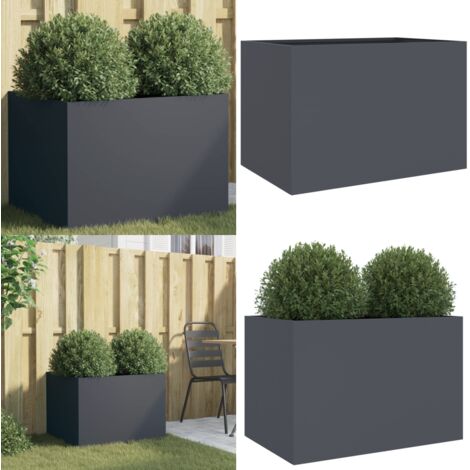 Jardinera acero gris antracita 62x47x46 cm - Jardinera decorativa - Maceta para plantas