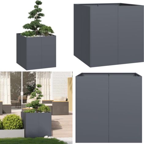 Jardinera acero gris antracita 80x80x80 cm - Jardín - Patio