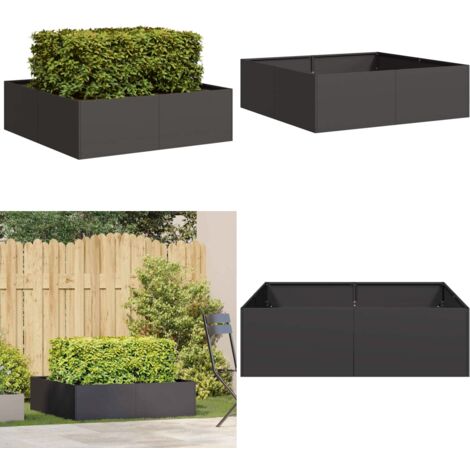 Jardinera acero negro 100x100x30 cm - Jardín - Patio