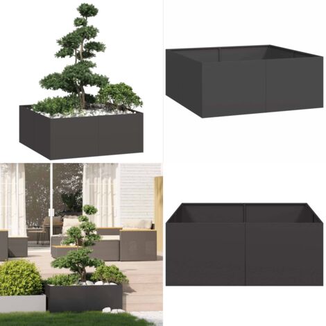 Jardinera acero negro 100x100x40 cm - Jardín - Patio
