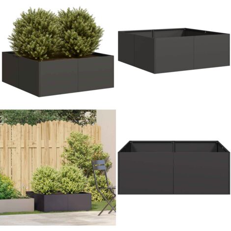 Jardinera acero negro 80x80x30 cm - Jardín - Patio