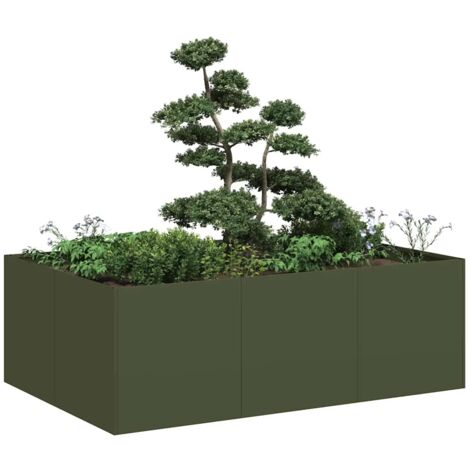 Jardinera acero verde oliva 120x80x40cm