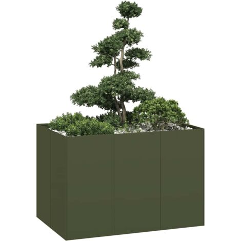 Jardinera acero verde oliva 120x80x80 cm