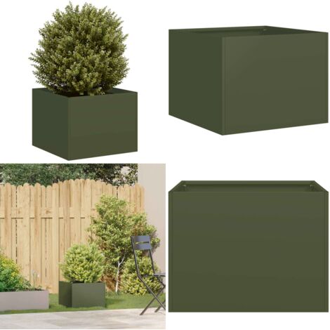 Jardinera acero verde oliva 40x40x30 cm - Jardín - Patio