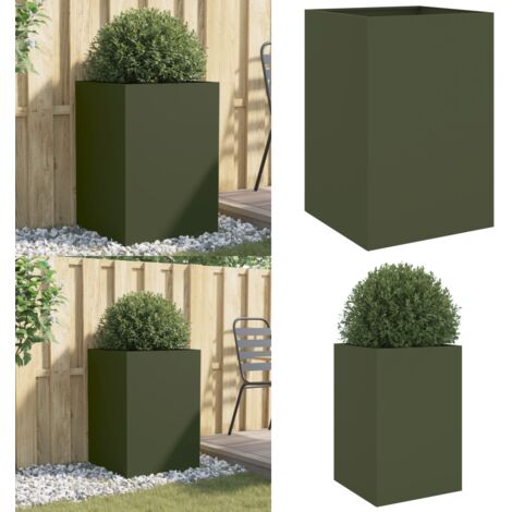 Jardinera acero verde oliva 52x48x75 cm - Jardinera verde oliva - Maceta decorativa