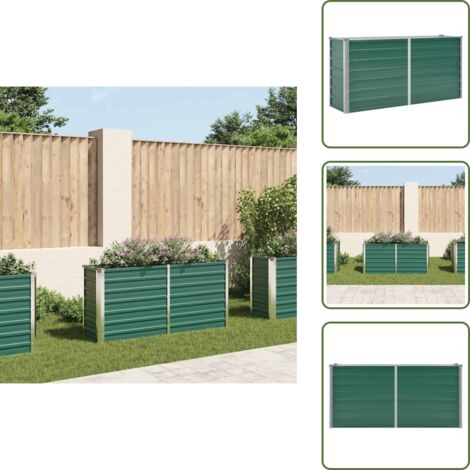 Jardinera al aire libre - vidaXL Arriate de jardín de acero galvanizado verde 160x40x77 cm - Maceta de jardín
