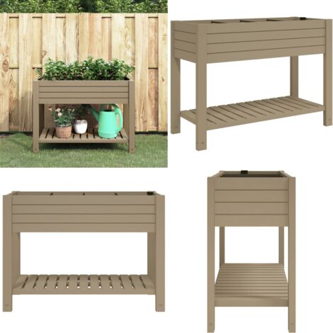 Jardinera alta polipropileno marrón claro 110x45x79 cm - Maceta de jardín - Riego automático