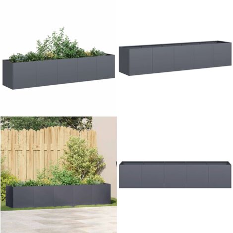 Jardinera antracita 200x40x40 cm acero laminado en frío - Jardinera de acero - Jardinera con fondo abierto