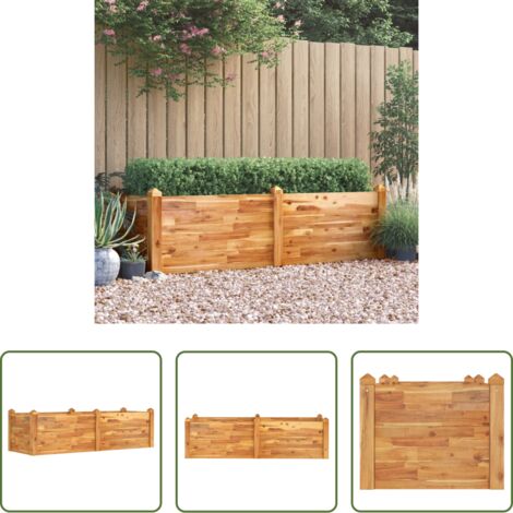 Jardinera apilable -  Jardinera arriate madera maciza acacia 160x60x44 cm