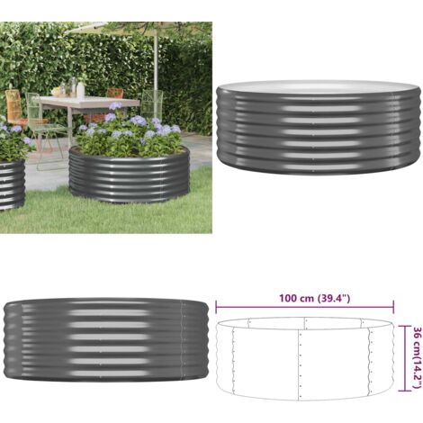 Jardinera arriate acero galvanizado antracita 100x100x36cm - Maceta de jardín - Arriate de jardín