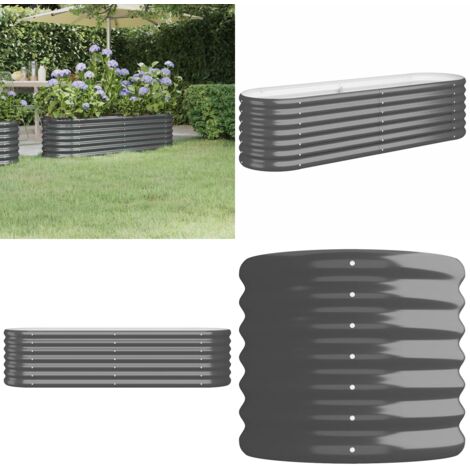 Jardinera arriate acero galvanizado antracita 152x40x36 cm - Maceta de acero galvanizado - Arriate para jardín