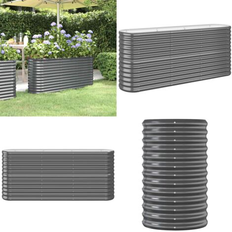 Jardinera arriate acero galvanizado antracita 152x40x68 cm - Maceta de acero galvanizado - Arriate para jardín
