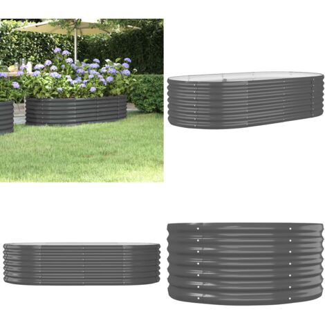 Jardinera arriate acero galvanizado antracita 152x80x36 cm - Maceta de acero galvanizado - Arriate para jardín