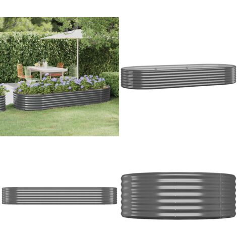 Jardinera arriate acero galvanizado antracita 249x100x36cm - Maceta de acero galvanizado - Arriate para jardín