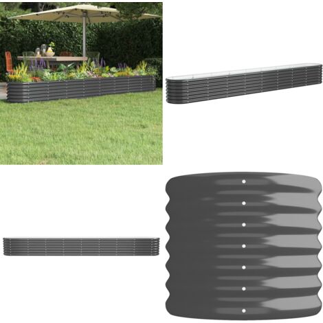 Jardinera arriate acero galvanizado antracita 332x40x36 cm - Arriate de jardín - Maceta de acero galvanizado