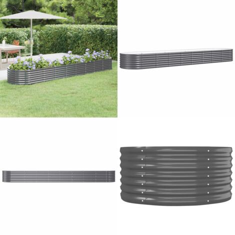 Jardinera arriate acero galvanizado antracita 368x80x36 cm - Maceta de acero galvanizado - Maceta para jardín
