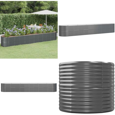 Jardinera arriate acero galvanizado antracita 440x80x68 cm - Maceta de jardín - Jardín exterior